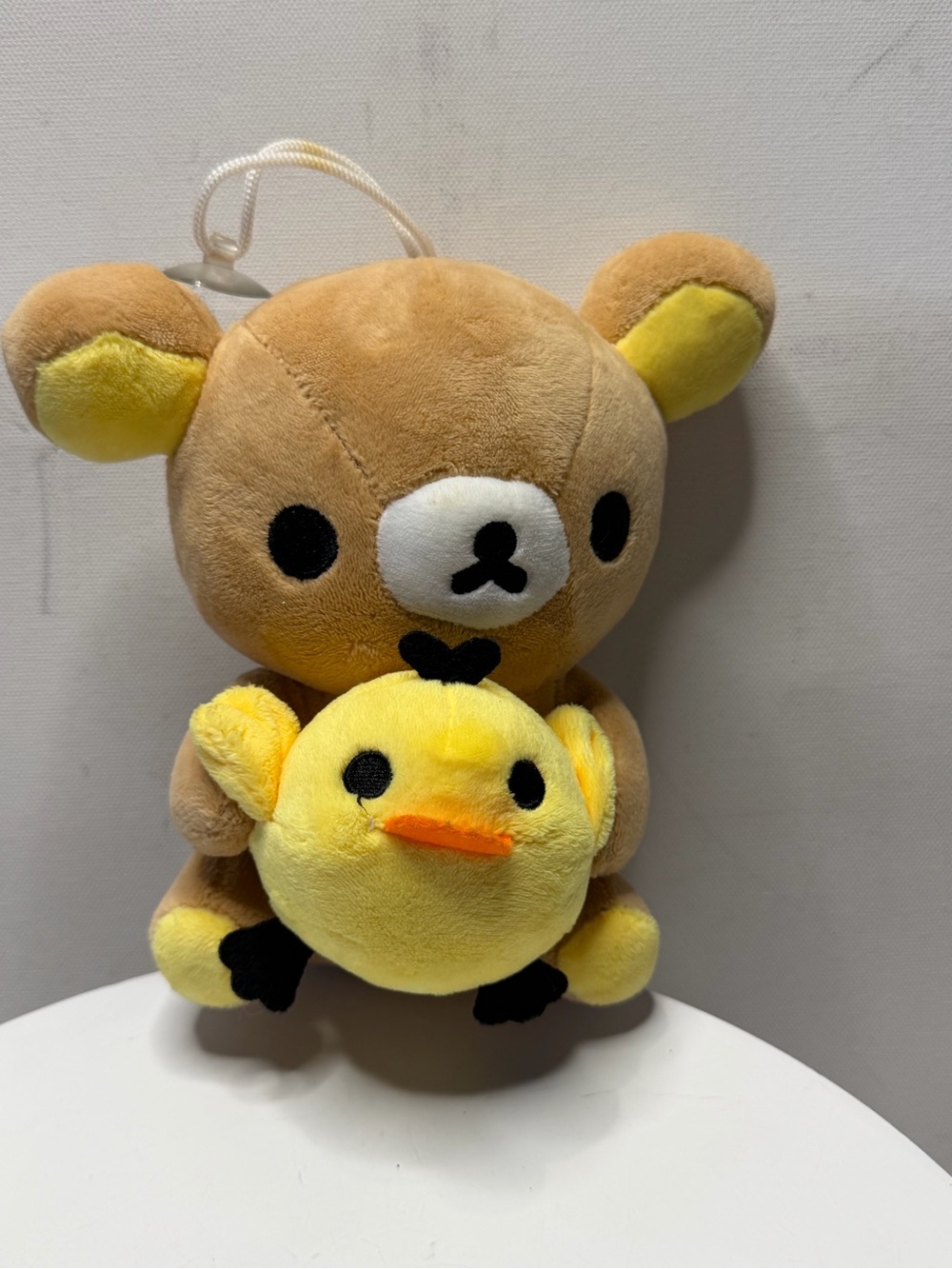 Brown Bear Plush with Yellow Chick - Cute Hanging Keychain
